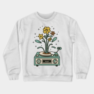 Floral Record Player Crewneck Sweatshirt